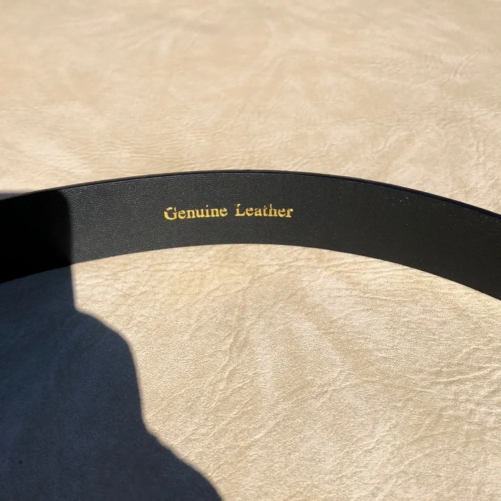 Brown Black Leather Men’s Bull Buckle Belt